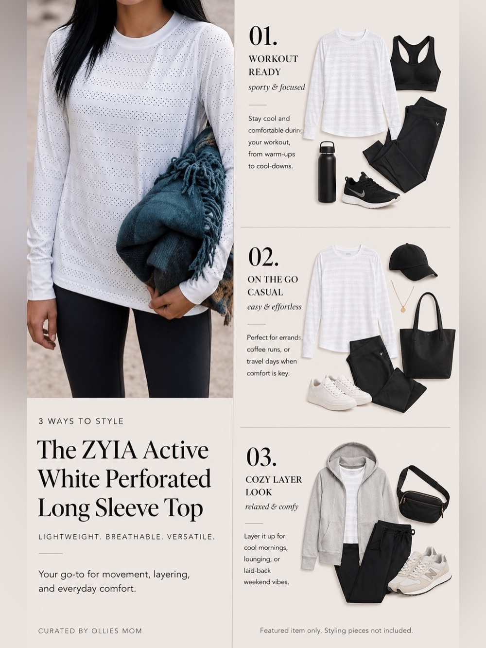 ✨ Zyia Active White Perforated Long Sleeve Top | Athleisure Essential ✨XXL NWOT